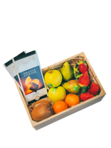 Cesta de frutas con chocolate