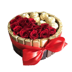 Tarta Merci circular medium Ferrero con rosas
